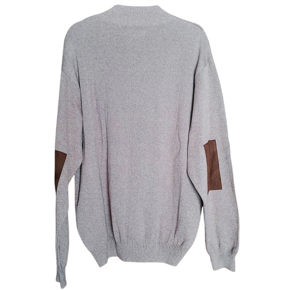 Alex Cannon Cable Knit 1/4 Zip Mens Pullover Sweater Elbow Patch Toasty Beige XL - Picture 3 of 8